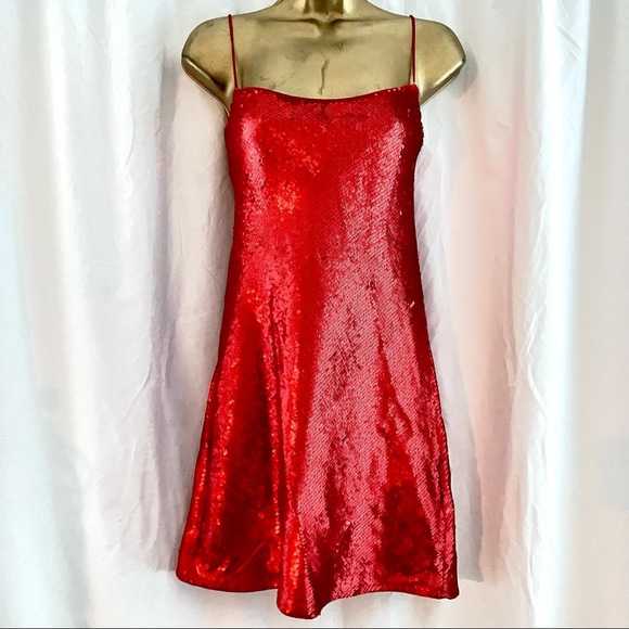 Zara Red Sequin Mini Dress - Great Party Dress - Blogger Fave - Size S - Picture 4 of 7